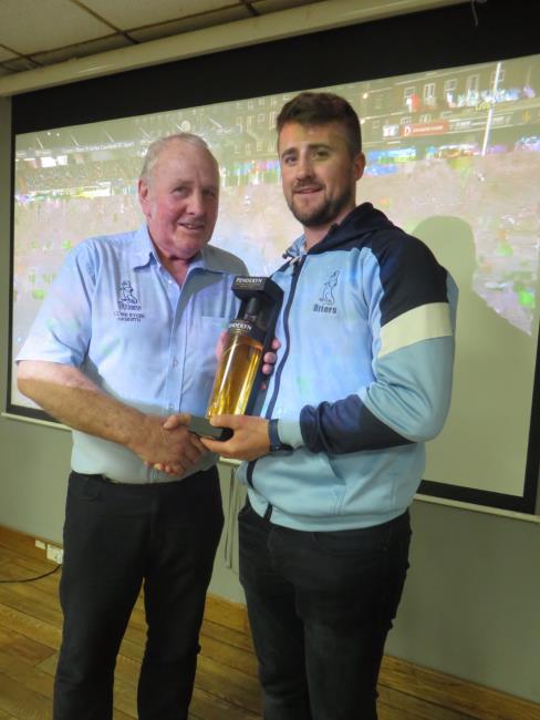 Ianto Griffiths - 150th game for The Otters with Supports Club chairman Peter John